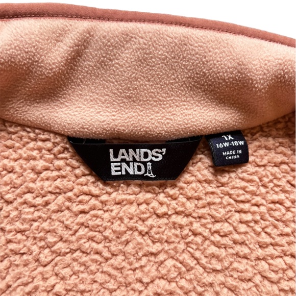 Women’s peach Lands End Sherpa zip up jacket XL - Picture 3 of 4